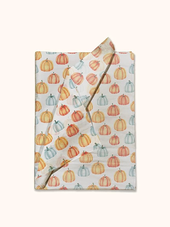 Fall Pumpkin Printed Tissue Paper Sheets for Gift Bags and Wrapping - Bulk Halloween Tissue - Decorative Art Paper for Packaging and Gifting | 24 Sheets 20" x 30"