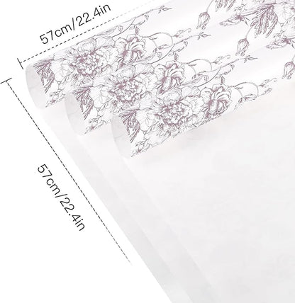 WRAPAHOLIC 20 Sheets Flower Wrapping Paper - 22.4 x 22.4 inch Light Purple Vintage Floral Printed Water-Resistant Floral Bouquet Wrapping Paper, Florist Supplies Packaging for Wedding Birthday DIY