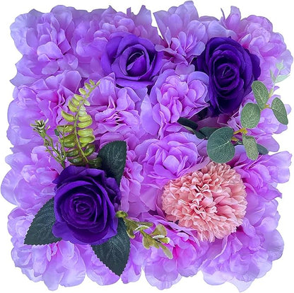 Flower Wall Backdrop, 12PCS 10.6"-15.7" Artificial Flower Wall Panel with Various Styles, 3D Floral Wall Decor for Wedding Photo Background Festive Party Home Decoration (K005, 11.8 * 11.8in)