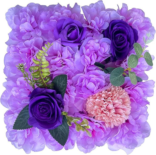Flower Wall Backdrop, 12PCS 10.6"-15.7" Artificial Flower Wall Panel with Various Styles, 3D Floral Wall Decor for Wedding Photo Background Festive Party Home Decoration (K005, 11.8 * 11.8in)