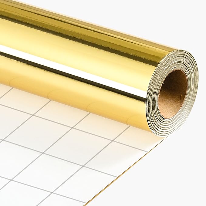 Merture Gold Wrapping Paper Roll - 17 In X 784.4 In (92.6 sqft) Metallic Gold Solid Color Gift Wrap with Grid Cutting Lines for Christmas, Wedding, Birthday, Valentines Day, Mothers Day, Baby Shower