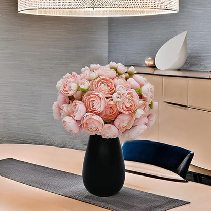 24 Pcs Ranunculus Artificial Flowers 10.5", Mini Faux Silk Ranunculus with Stem, Fake Flowers for Home Decor Indoor Wedding Bouquets Centerpieces (Blush Pink)