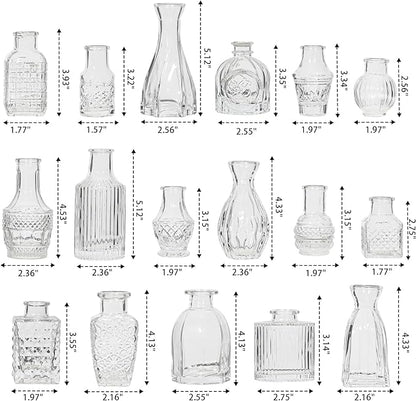 Glass Bud Vase Set of 32 Pcs, Small Glass Vases for Flowers, Clear Bud Vases in Bulk, Vintage Vases for Wedding Centerpieces, Wedding Decorations, Home Table Flower Decor