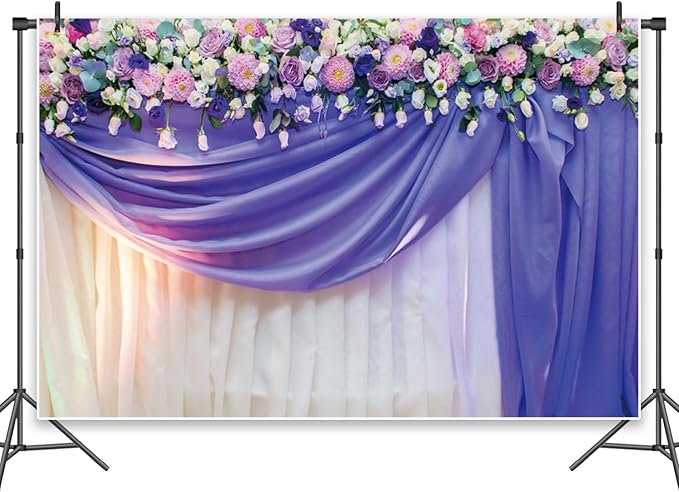 Leowefowa Flower Wedding Backdrop Wedding Pink Roses Floral Curtain Photography Background for Weeding Birthday Baby Shower Party Decorations Backdrop Photobooth 10x5ft Vinyl