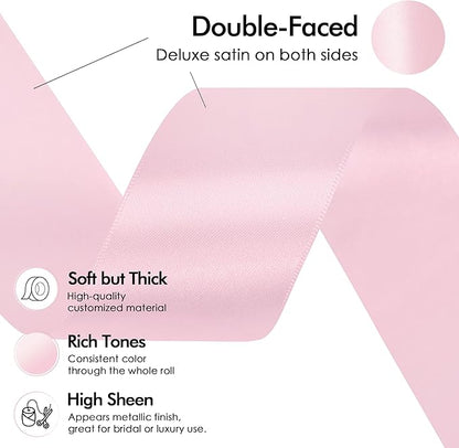 MEEDEE Pink Satin Ribbon 1-1/2 Inch Pink Ribbon Lux Double Faced Satin Ribbons by 50 Yards Polyester Satin Ribbons for Crafts, DIY Crafts, Weddings, Flower Bouquet, Holiday Decorating
