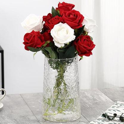 Clear Glass Vase, Flower Vases for Bouquet, Modern Glass Vase for Flowers, Large Vases for Living Room, Bedroom, Kitchen, Office, Wedding, Dining Table, 8 Inches