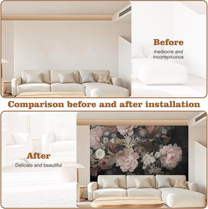 Peel and Stick Wallpaper Floral Forest Mural Flower for Bedroom Large Wall Murals Wall Paintings (Color-5, 157×110 inch)
