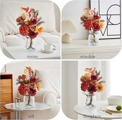 Artificial Flowers Combo Orange Flowers Mix Silk Flowers Gerbera, fake flowers for DIY Wedding Bridal Bouquets, Floral Arrangement, Table Centerpieces. Fake Plastic Flowers Bulk Vase Decoration
