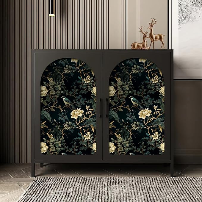 Dark Floral Peel and Stick Wallpaper Vintage Floral Contact Paper 16.9inchx196.8inch Flowers Bird Wallpaper Peel and Stick Boho Leaf Self Adhesive Removable for Bathroom Wall Paper Decor
