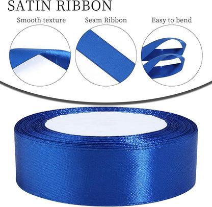 Royal Blue Ribbon for Gift Wrapping, 1 inch Polyester Satin Hair Ribbon for Flower Bouquet, Weeding Decoration, Baby Shower, Crafts Bows Fabric Christmas Ribbons 25 Yards