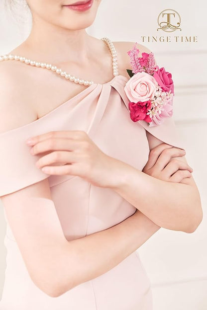 TINGE TIME Artificial Shoulder Corsages Flowers, Set of 2, Mother of The Bride Floral Corsage for Wedding Ceremony Anniversary Formal Dinner Party (Hot Pink)
