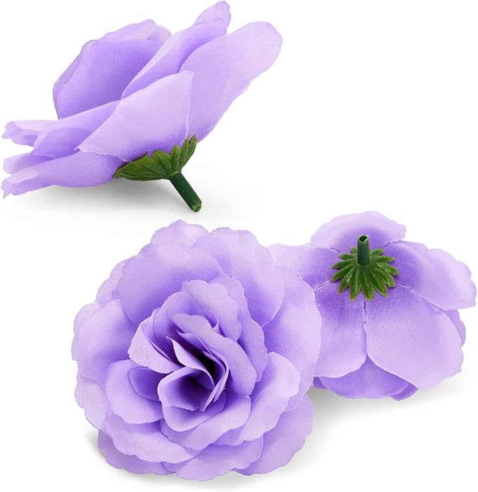 Bright Creations Silk Foam Roses - 50 Stemless 3in Light Purple Heads - Realistic Blooms for Wedding Decor & DIY Crafts - Bulk Artificial Roses Light Purple Flowers