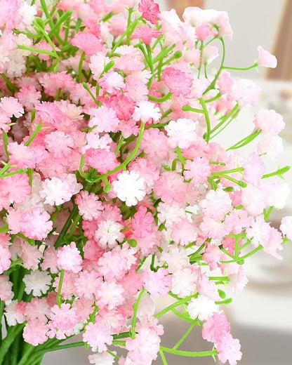 48Pcs Babys Breath Artificial Flowers, Fake Baby Breath Flowers Artificial Bulk Faux Gypsophila Real Touch Flowers for Wedding DIY Bouquet Floral Arrangement Party Home Garden Decoration, Pink