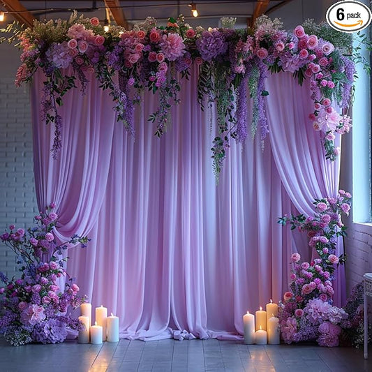 30x10ft Wrinkle Free Lavender Backdrop Curtain for Parties Soft Fabric Drapes Wedding Curtain Backdrop for Birthday Party Decorations Background for Photography 5x10ft,6 Panels