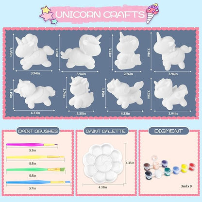 SpringFlower Unicorn Gift Toys for 3 4 5 6 7 8 Years Old Girls - Girls Arts and Crafts Painting kit Including 8 Cute Looking Unicorn Figures, DIY Creative Christmas Gift for Kids