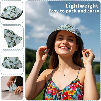 Bucket Hat for Women Men Unisex Sun Cap Packable Outdoor Fisherman Hat Headwear,Reversible Double-Side-Wear