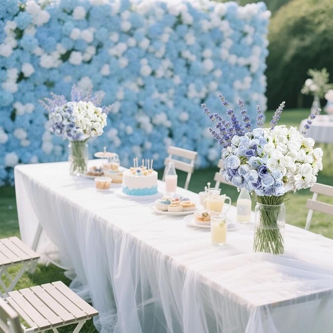 ASTRYAS Blue and White Roses Artificial Flowers, 36Pcs 108 Heads Fake Roses Flower Arrangement, Faux Silk Flowers Roses Bouquet for Home Decor Wedding Party Table Centerpieces DIY Bouquet