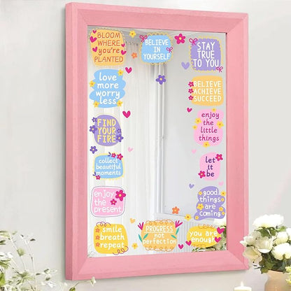 Positive Affirmation Mirror Stickers Kids Bathroom Mirror Decals Peel and Stick Colorful Kids Window Decal Inspirational Quote Crafts Decals Motivational Vinyl Sticker for Nursery Bedroom Classroom