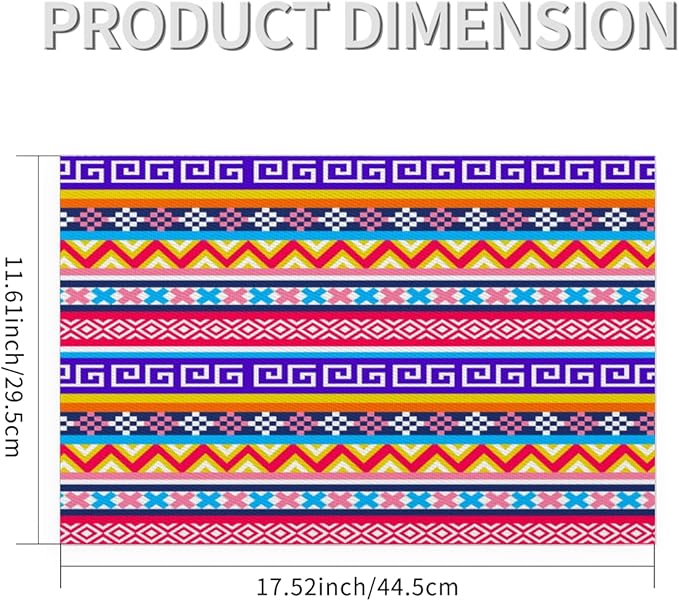 Aztec Rainbow Western Placemats Set of 1 PVC Vinyl Non Slip Table Mats Waterproof Heat Resistant Place Mats Washable Wipeable Dining Table Mat for Kitchen Party Indoor Outdoor Decorative