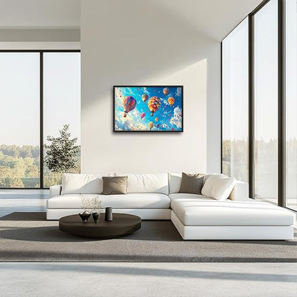 Hot Air Balloon Large Wall Art for Living Room, Framed Oversized Hot Air Balloon Wall Decor Colorful Sky Canvas Painting Modern Artwork for Living Room Bedroom Office Dinging Room 36"x24"
