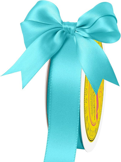 Double Face Turquoise Satin Ribbon 7/8 inch X 25 Yards for Gift Wrapping Very Suitable for Weddings Party Hair Bow Invitation Decorations and More
