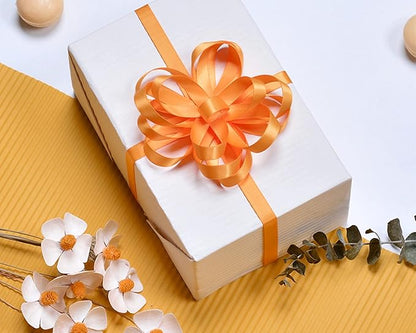 Double Face Autumn Orange Satin Ribbon 5/8 inch X 50 Yards Polyester Autumn Orange Ribbon for Gift Wrapping Very Suitable for Weddings Party Invitation Decorations and More
