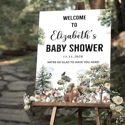 Personalized Baby Shower Welcome Sign For Outdoor, Forest Animal Baby Shower Decorations, Boy Or Girl Yard Welcome Sign Template, Gender Reveal Sign For Baby's