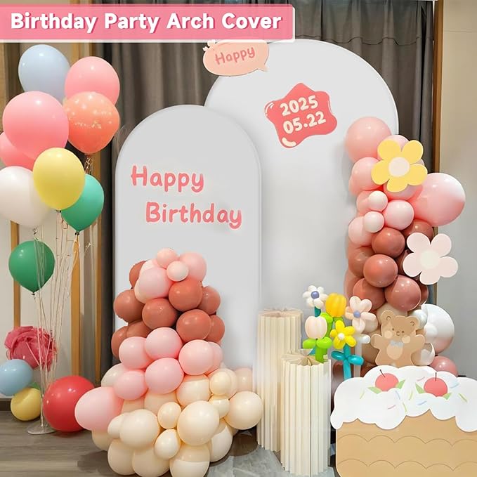 Hemmotop White Arch Backdrop Cover Set 7.2 ft, 6 ft, 2 Sided Stretchy Spandex Fitted Balloon Arch Stand Backdrop for Wedding, Birthday Party, Baby Shower