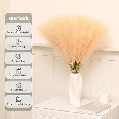 Faux Champagne Pampas Grass - 60pcs 24 Inch Boho Home Decor, Artificial pompas Floral for Table Centerpieces, Farmhouse and Baby Shower Decorations (Champagne, 60 Pieces)