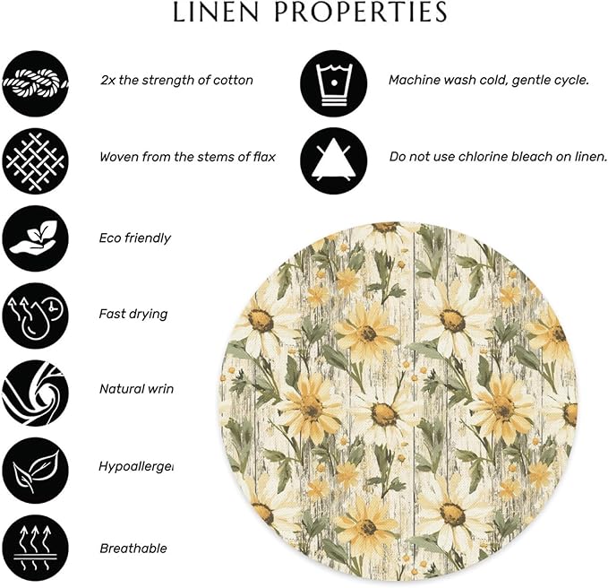 Flower Round Placemat Set of 4 Elegant Linen Table Mats for Dining, Heat Resistant, Stain Resistant Perfect for Dinner Parties, Restaurants, and Everyday Use