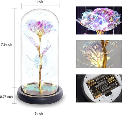 Eternal Rose Glass Flower Birthday Gifts - Women Gifts for Her Anniversary Valentines Mothers Day Christmas Thanksgiving - Light Up Gold Rose Flower Gifts for Mom Wife Grandma Girlfriend Lady Girl