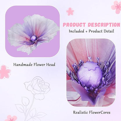Giant Flowers for Decoration, 5.58 ft Artificial Silk Flower for Wedding Birthday Baby Shower Christmas Party Banquet Background Decor, Home Décor Backdrop Hotel Shop Display Props, Purple Pink