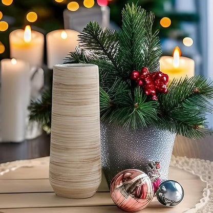 ALMA White Vessel 13 Inch Tall, Large Floor Vase for Wedding and Housewarming|Ceramic Pampas Grass Vase in Minimalist Modern Home Decor, Aesthetic Room Decor, Shelf Decor