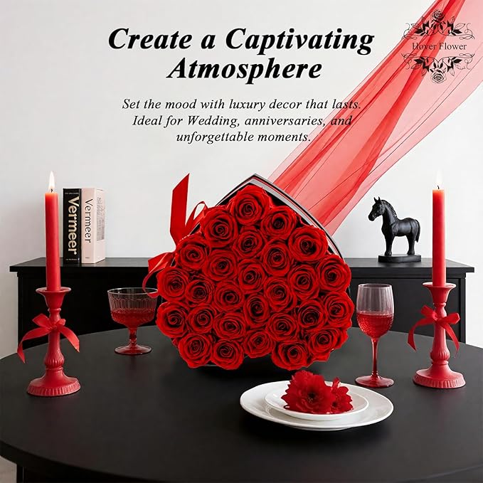 27 Forver Preserved Flowers in a Heart Box, Flowers for Her,Eternal Roses Flowers for Delivery Prime, Flowers Birthday Gifts for Women Mom Grandma Wife - Red