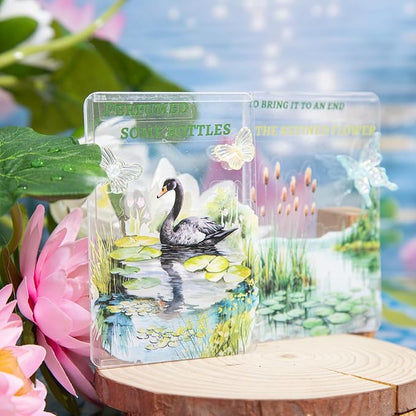 60Pcs Pond Scenery PET Stickers, Nature-Themed Scrapbooking Supplies for Journaling, DIY Crafts, Collage Decoration, and Card Making