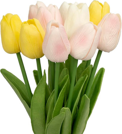 10PCS All Saints' Day Artificial Flower Tulips PU Real Touch Tulips for Home Wedding Decoration Brides Hand Holding Bouquet Artificial Flower Decoration