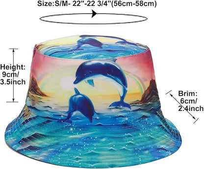 Quanhaigou Bucket Hat for Men Women,Packable Reversible Printed Sun Hats,Fisherman Outdoor Summer Travel Hiking Beach Caps