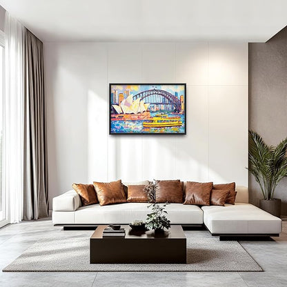 Extra Large Sydney Opera House Framed Wall Art for Living Room,Oversized Abstract Harbour Bridge Cityscape Pictures Wall Decor,Canvas Print Painting Modern Artwork Bedroom Office Bathroom 36L x 24W