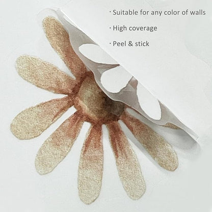 YouRfocus Daisy Wall Decals | Boho Flower Stickers for Girls' Rooms, Playrooms, Nurseries | Dual Layer Print for High Coverage | Removable Peel and Stick (Light Purple & Orange) | 6 Sheets