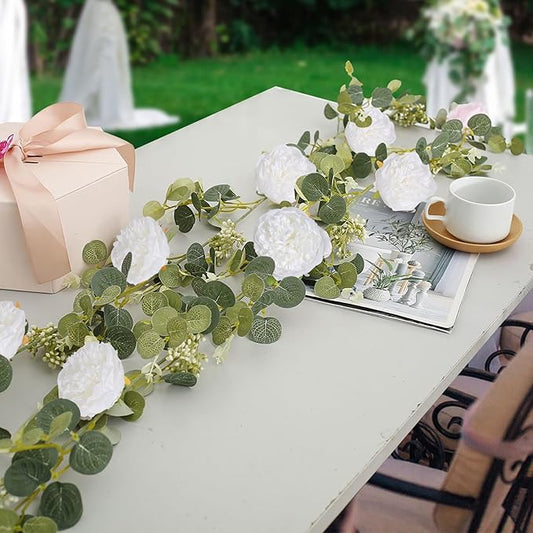 Peony Artificial Flowers 16pcs Fake Peonies Bulk White Silk Flowers Faux Peony Flowers Silk Peonies Heads with Stem Realistic Flowers for Home Wedding Party Festival Decor (Pure White)