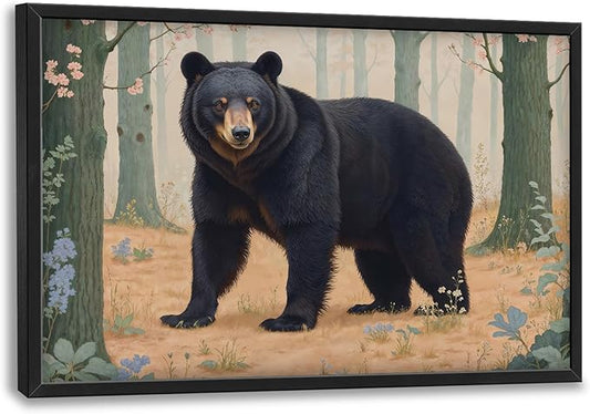 Framed Large Pictures Wall Art for Living Room, Forest Bear Oversized Wall Decor Cabin Animal Canvas Print Painting Extra Large Framed Artwork for Bedroom Office 36"x24"