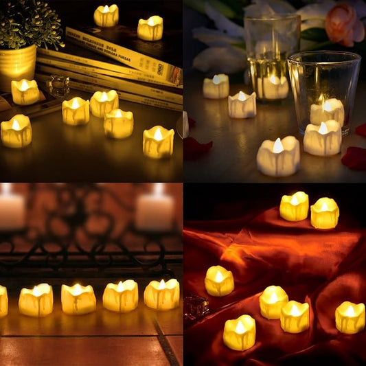 eLander LED Tea Lights Flameless Candle with Timer, 6 Hours on and 18 Hours Off, 1.4 x 1.3 Inch, Warm White, [12 Pack] (New Warm White)