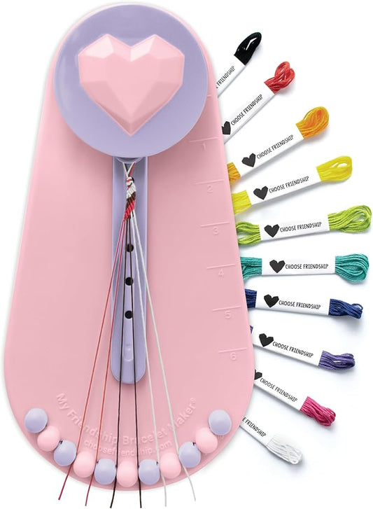Choose Friendship Bracelet Making Kit – DIY Craft Loom for Kids Ages 8+, New & Improved Design, Includes 20 Threads, Makes 8 Bracelets, Pink “Blush Berry
