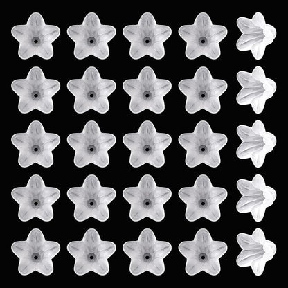 Crafans 50Pcs Acrylic Trumpet Flower Beads Caps Frosted White Flower Charms Bell Floral Pendants Floral Spacer Beads End Caps for Angel Wing Charms Jewelry Making Supplies