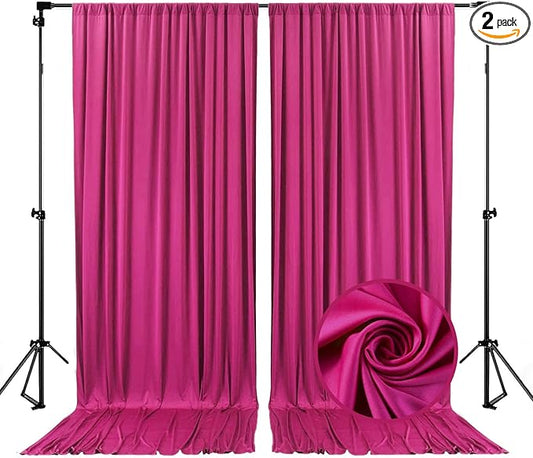 10 x 10 Feet Fuschia Backdrop Curtain for Partie, Background Curtains for Photoshoot, Birthday, Wedding, Halloween, Thanksgiving, Christmas, New Year Party Decorations 5Ft x 10Ft, 2 Panels