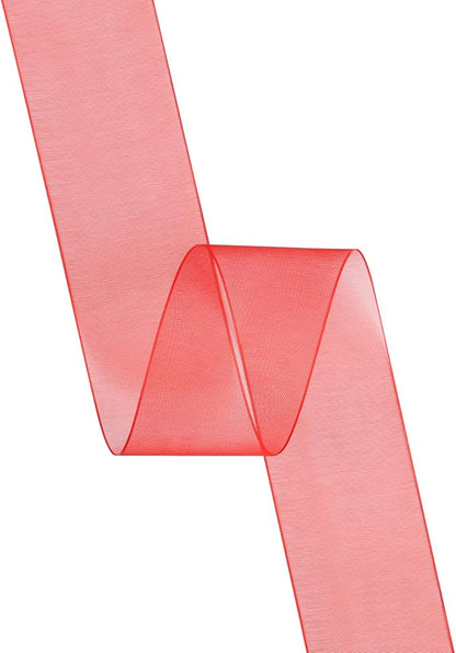 1-1/2 Inch Red Shimmer Sheer Organza Ribbon Sheer Chiffon Ribbon 50 Yards-Roll Multiple Colors Available for Gift Wrapping Wedding Events Christmas Décor
