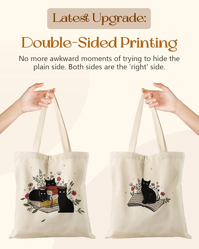 Aesthetic Tote Bag for Women- with Magnetic Buckle and Zipper Inner Pocket Cloth Cotton Canvas Tote Bags