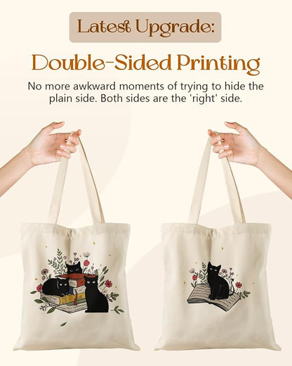 Aesthetic Tote Bag for Women- with Magnetic Buckle and Zipper Inner Pocket Cloth Cotton Canvas Tote Bags