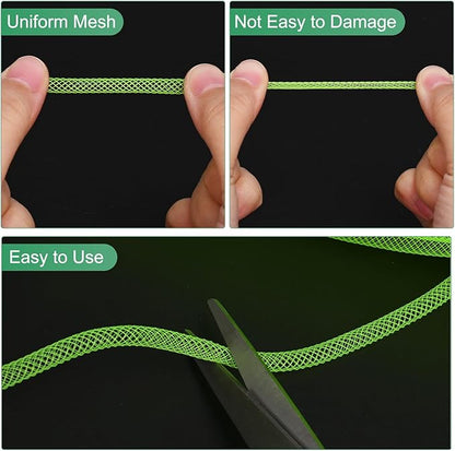 Mesh Tube Ribbon 45 Yards, 4mm Elastic Fabric Ribbons Mesh Tubing for Crafts/Gift Wrapping/Flower Bouquets/Wedding/Birthday/Holiday/Wreaths Christmas/Decoration[Dark Green]