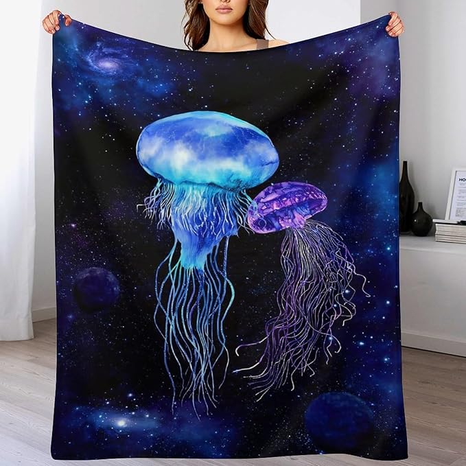 Jellyfish Gifts for Girls & Women - Soft, Warm & Cozy Fleece Throw Blanket for Kids & Adults - 50"x60"